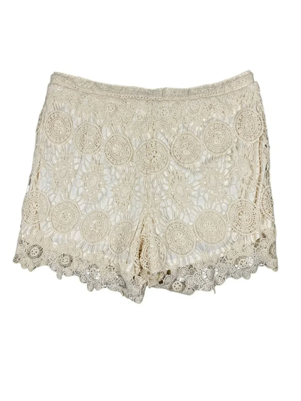 Cato Womens Ivory Crochet Lace Shorts Lined Size 18/20W 100% Cotton